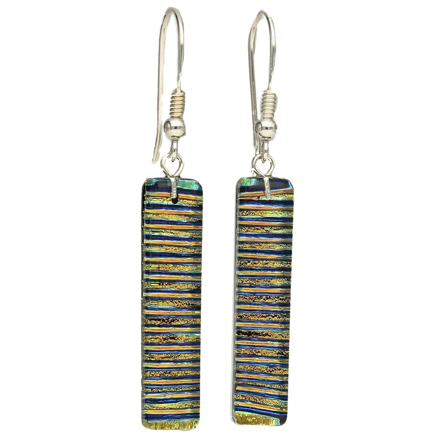 Srebrne kolczyki wiszące szkło weneckie 'Lśniące paski' Murano 54-KOL.jpg